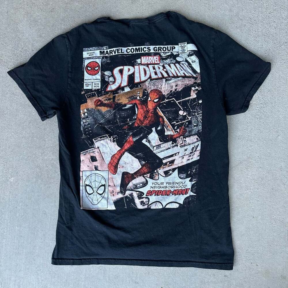 Marvel Spider-Man Comic Book Cover Size M Black Graphic T-Shirt